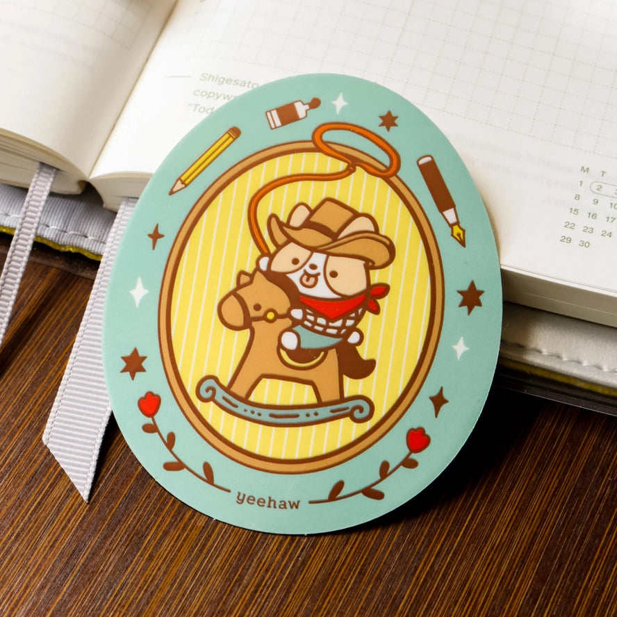 Corgi Cowboy Vinyl Sticker