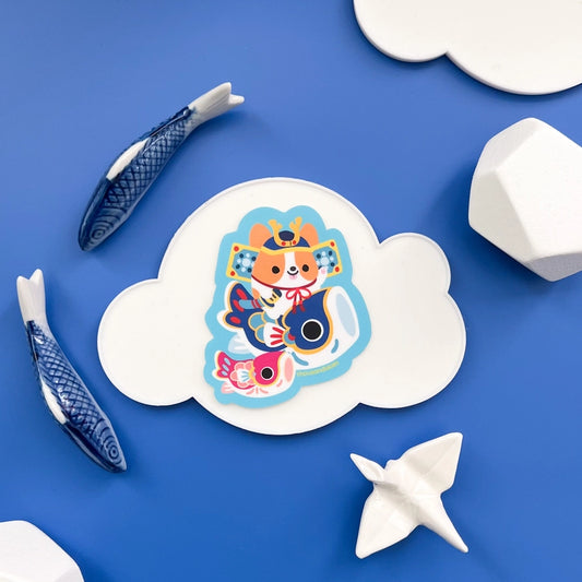 Japantown - Corgi and Carp Vinyl Sticker