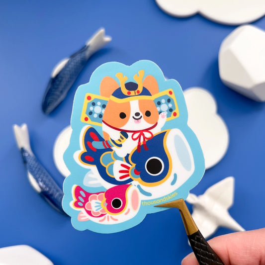 Japantown - Corgi and Carp Vinyl Sticker