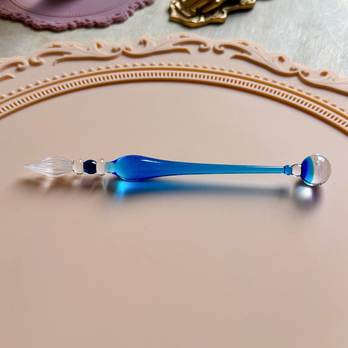 Handmade Cosmic Ball Glass Pen - Blue