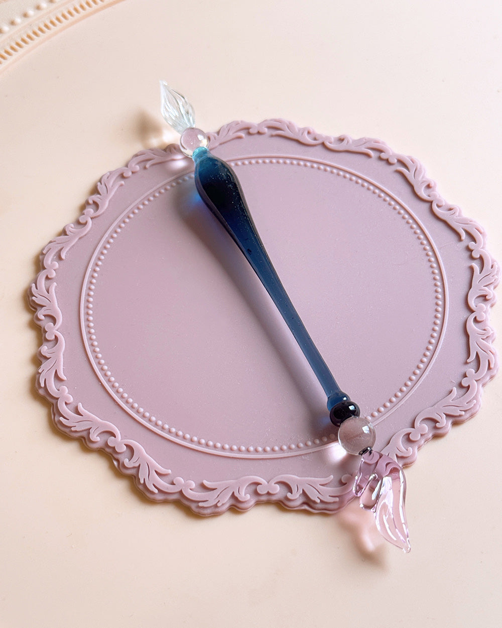 Handmade Cosmic Feather Glass Pen - Indigo