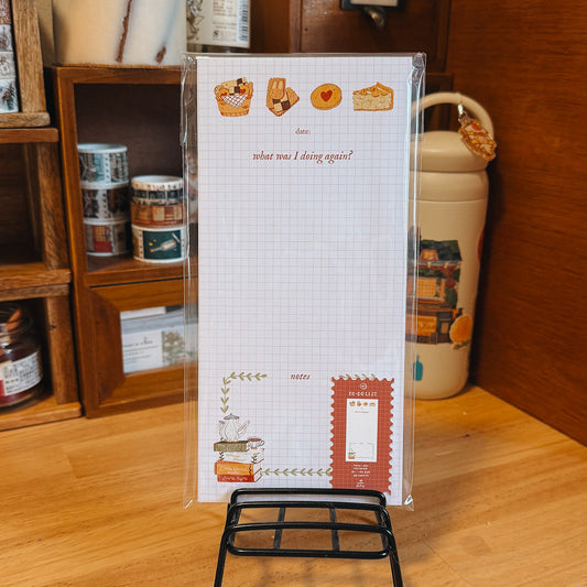 "What Was I Doing Again?" notepad illustrated by Australian artist The Calico Factory.

99x210mm / 100 gsm paper / 50 sheets