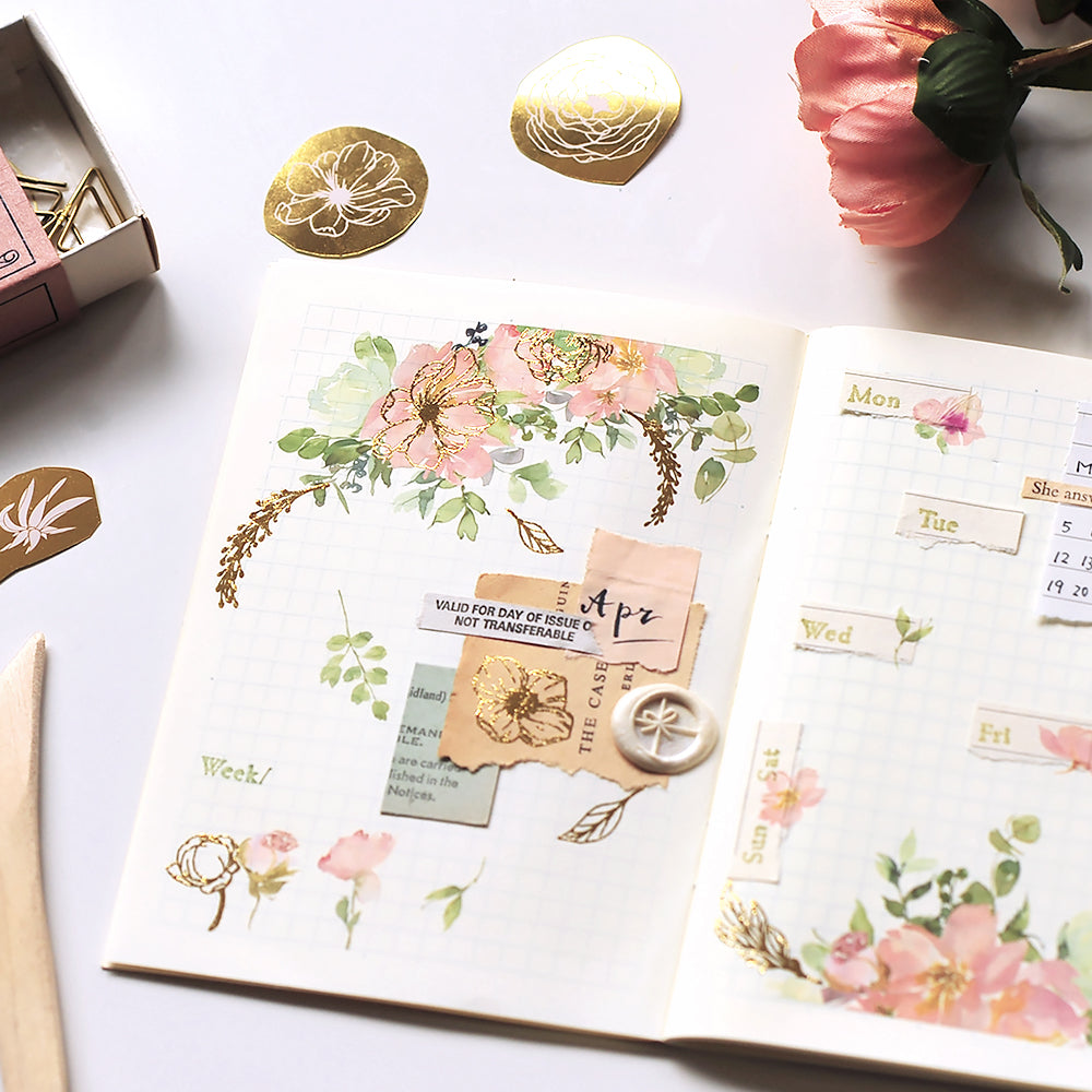 Gold Foil Planner Transfer Sticker - Flower Garlands