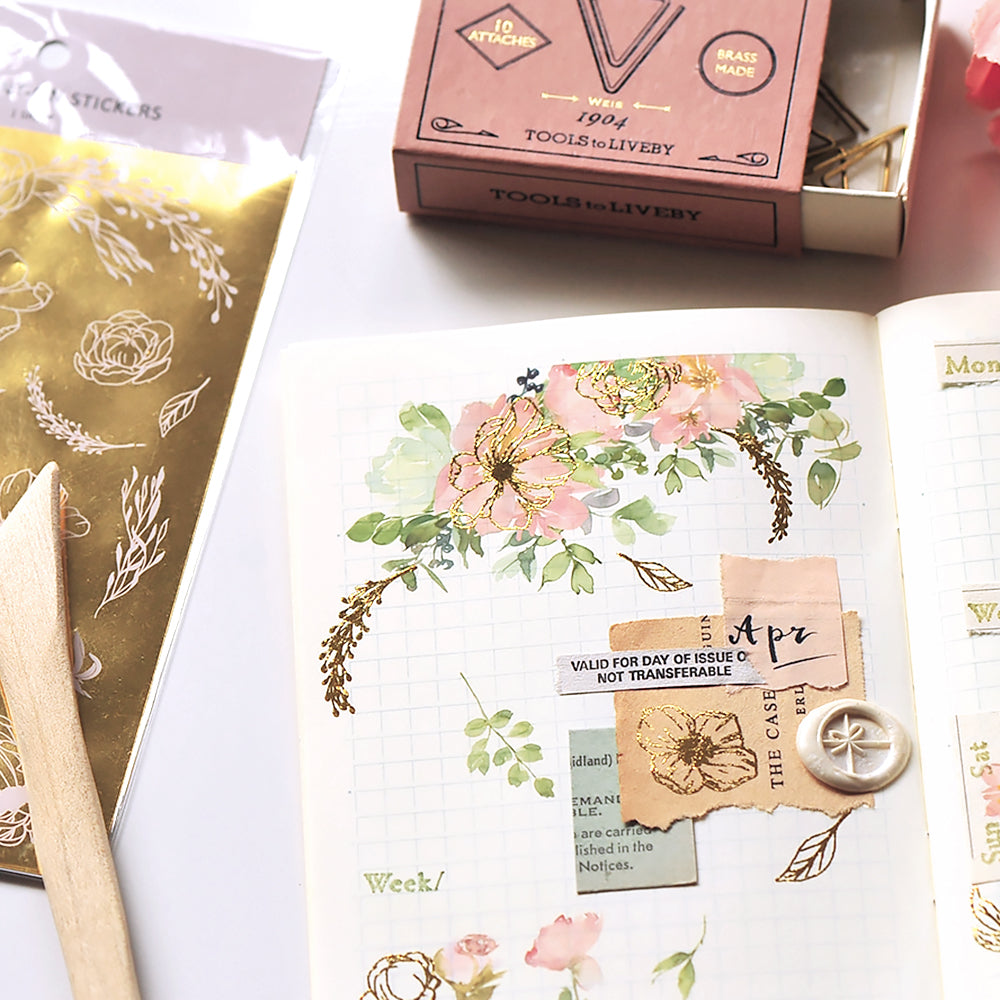 Gold Foil Planner Transfer Sticker - Flower Garlands