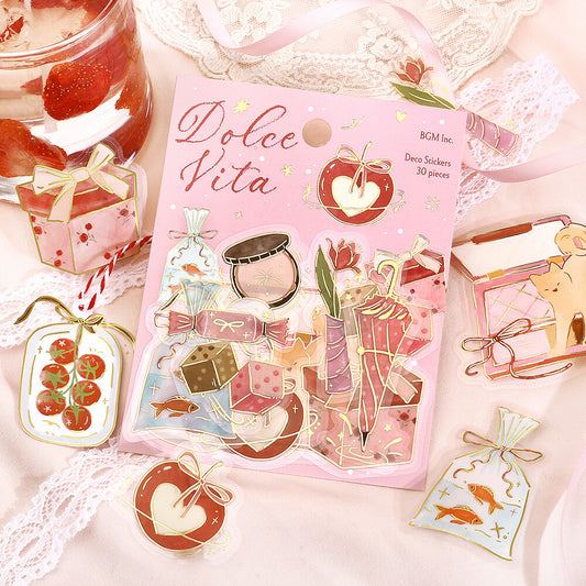 Dolce Vita Gold Foiled PET Stickers - Giving Day