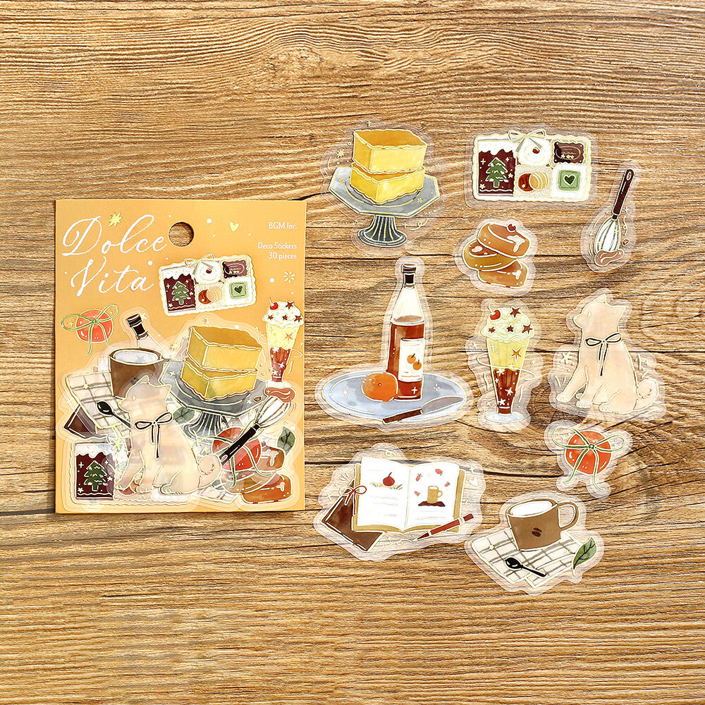 Dolce Vita Gold Foiled PET Stickers - Sweet Recipes