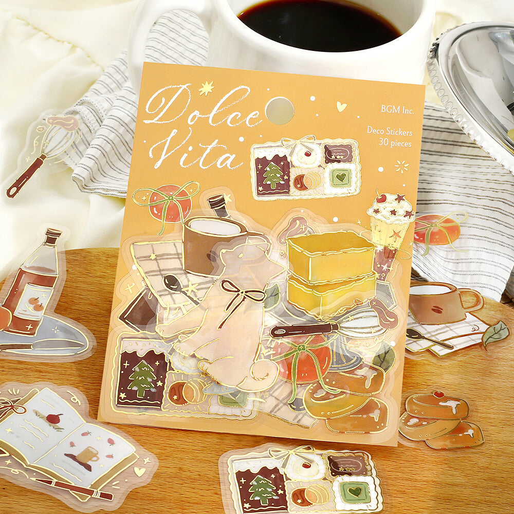 Dolce Vita Gold Foiled PET Stickers - Sweet Recipes