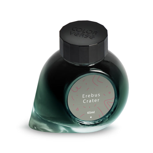 Bottle of Colorverse ink labeled 'Erebus Crater' on a white background