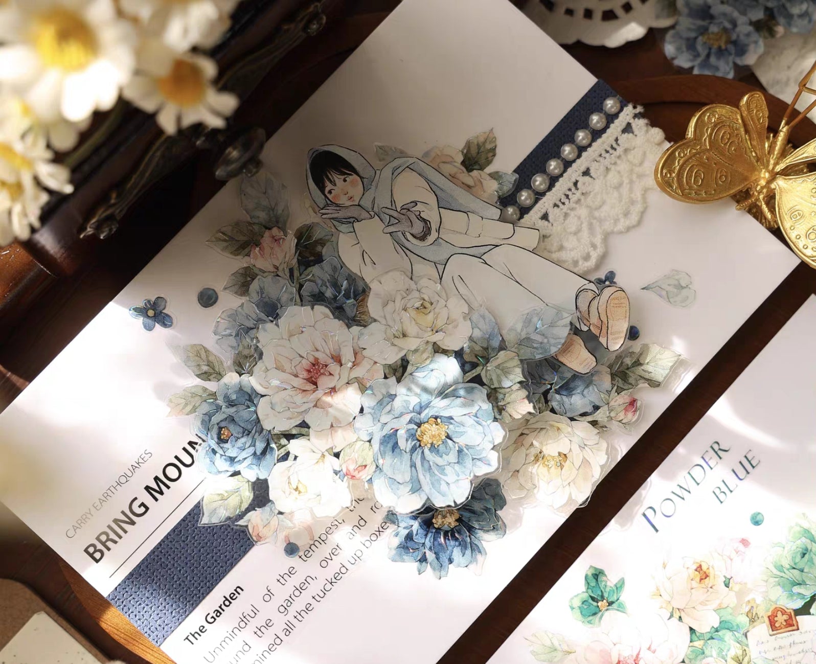 Fantasy Blue Kiss-Cut Holographic Stamped PET Tape