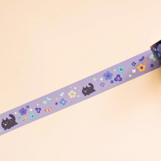 Floral Black Cat (Transparent) PET Tape