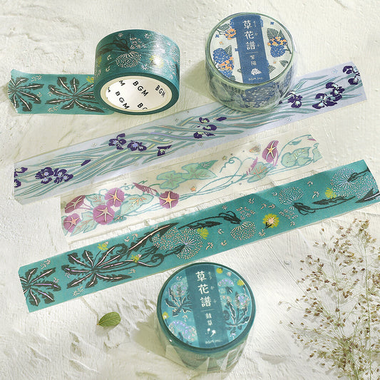 Flower Record Foil-stamped Washi Tape - Kusa
