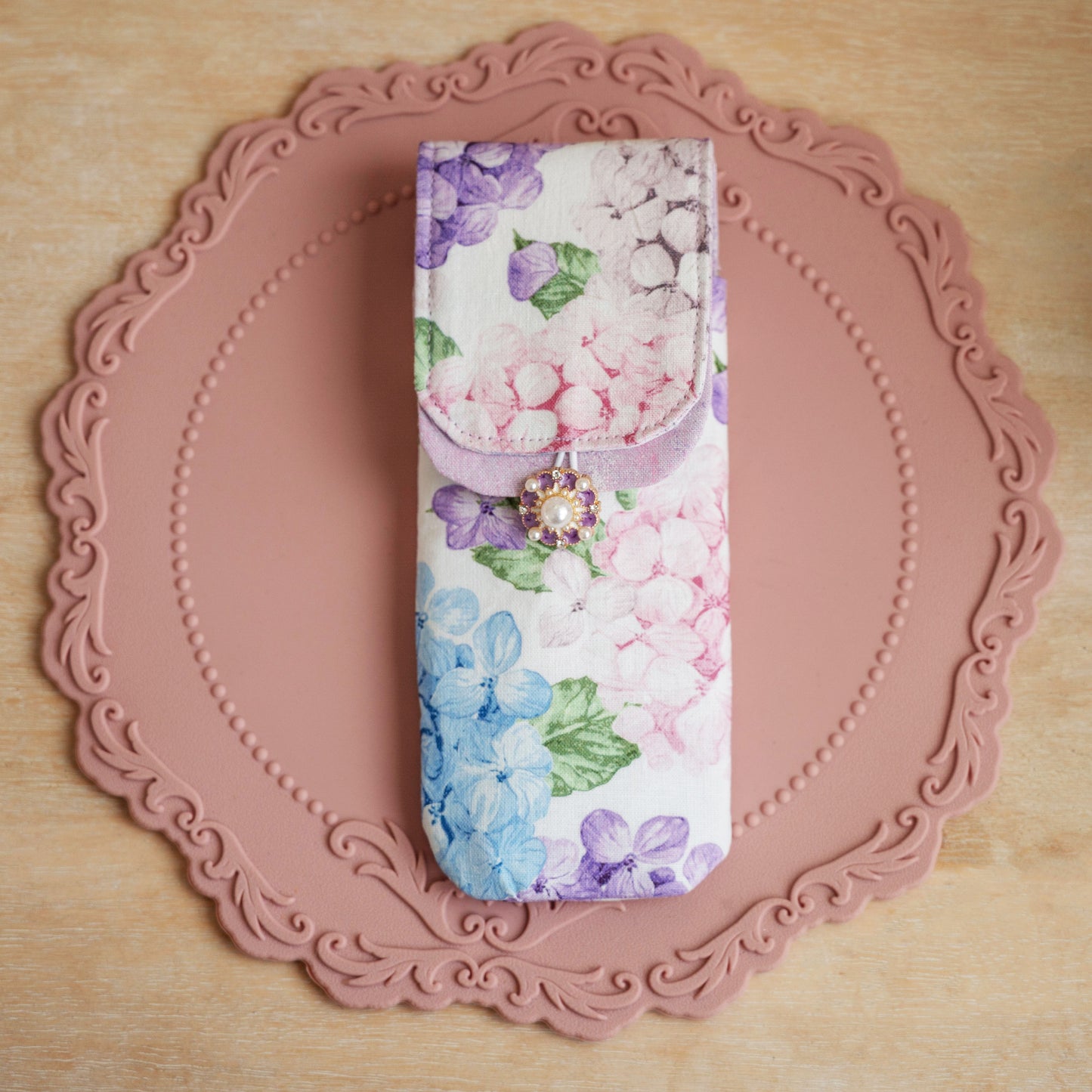 Handmade 3 Slot Four Colour Hydrangea Pen Case