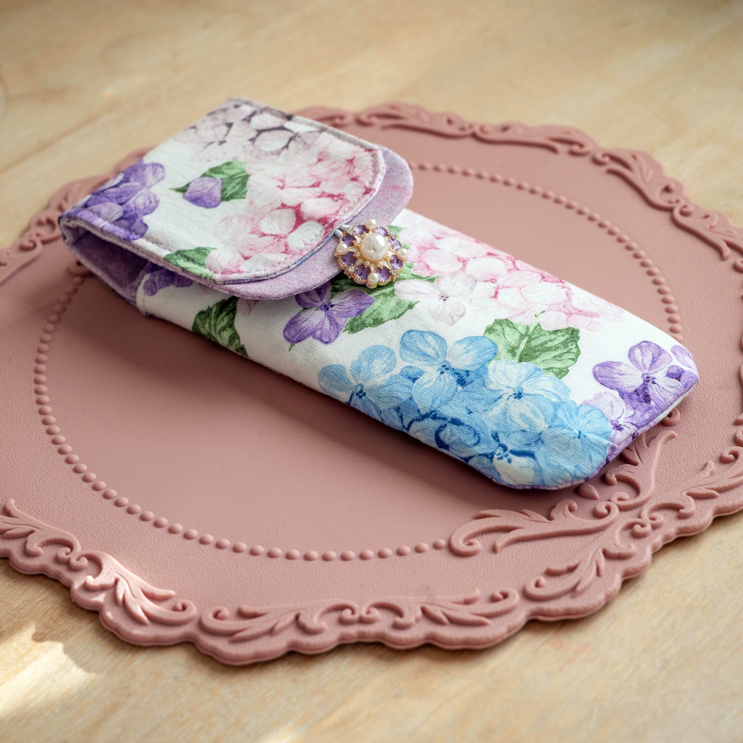 Handmade 3 Slot Four Colour Hydrangea Pen Case