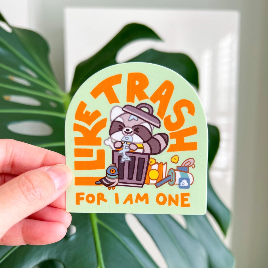 Friendly Raccoon - I Like Trash Vinyl Sticker