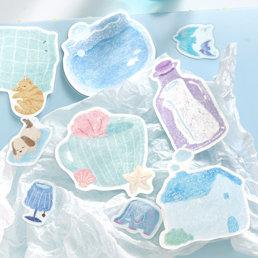 Fuwari Sketch Write-On Memo Stickers - Blue