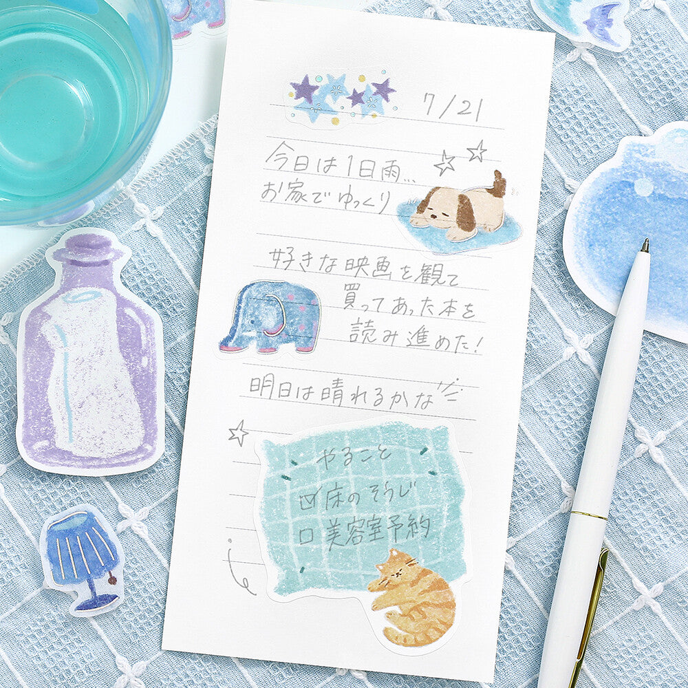 Fuwari Sketch Write-On Memo Stickers - Blue