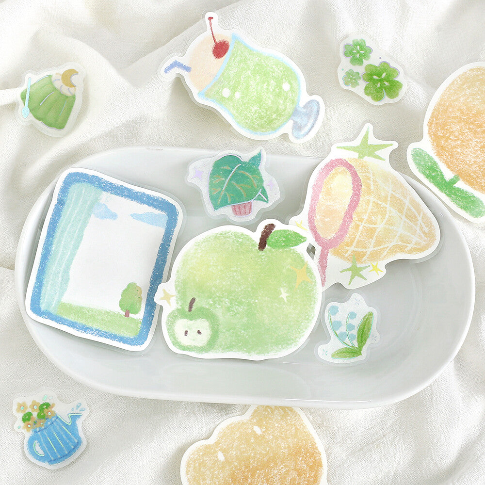 Fuwari Sketch Write-On Memo Stickers - Green