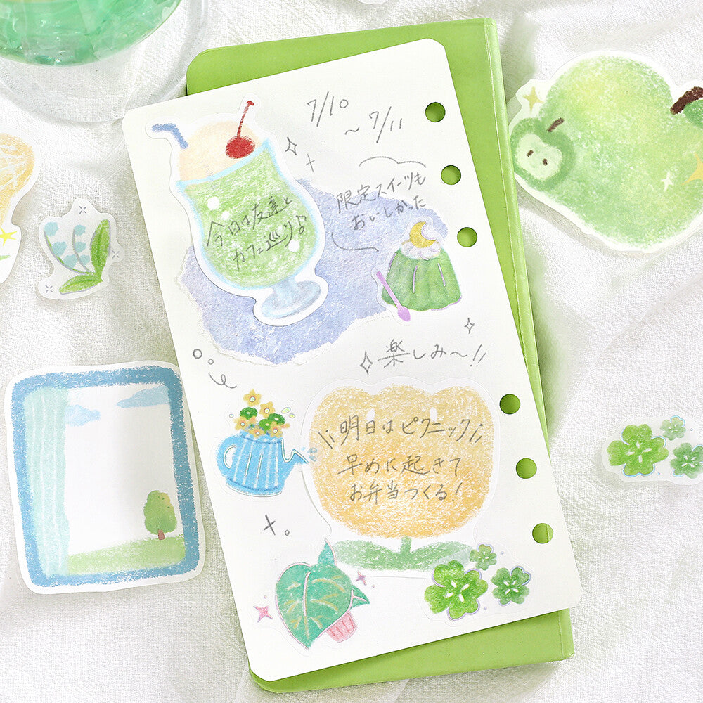 Fuwari Sketch Write-On Memo Stickers - Green