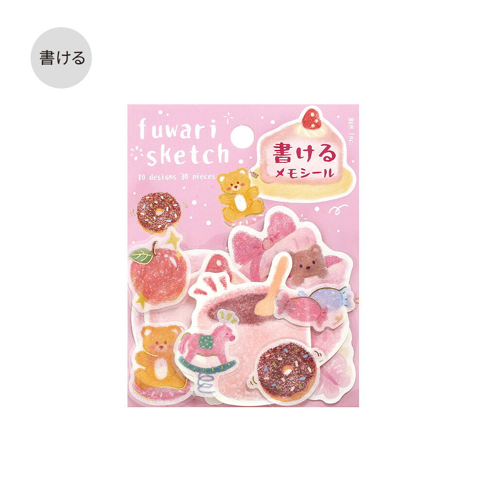 Fuwari Sketch Write-On Memo Stickers - Pink