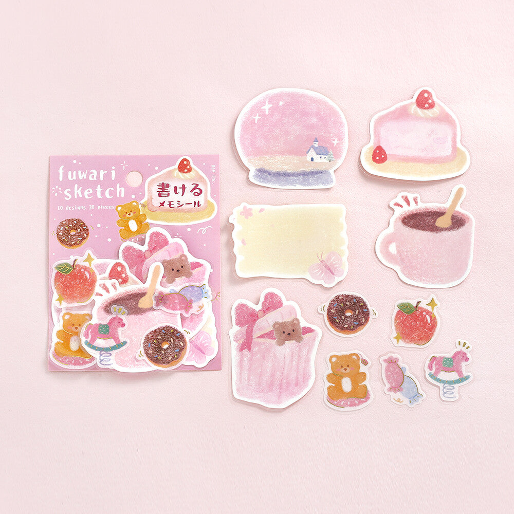 Fuwari Sketch Write-On Memo Stickers - Pink