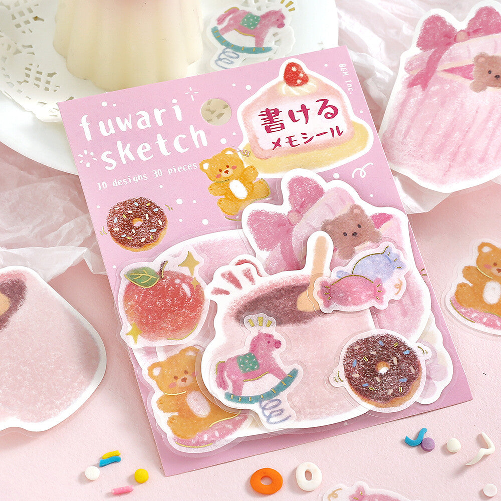 Fuwari Sketch Write-On Memo Stickers - Pink