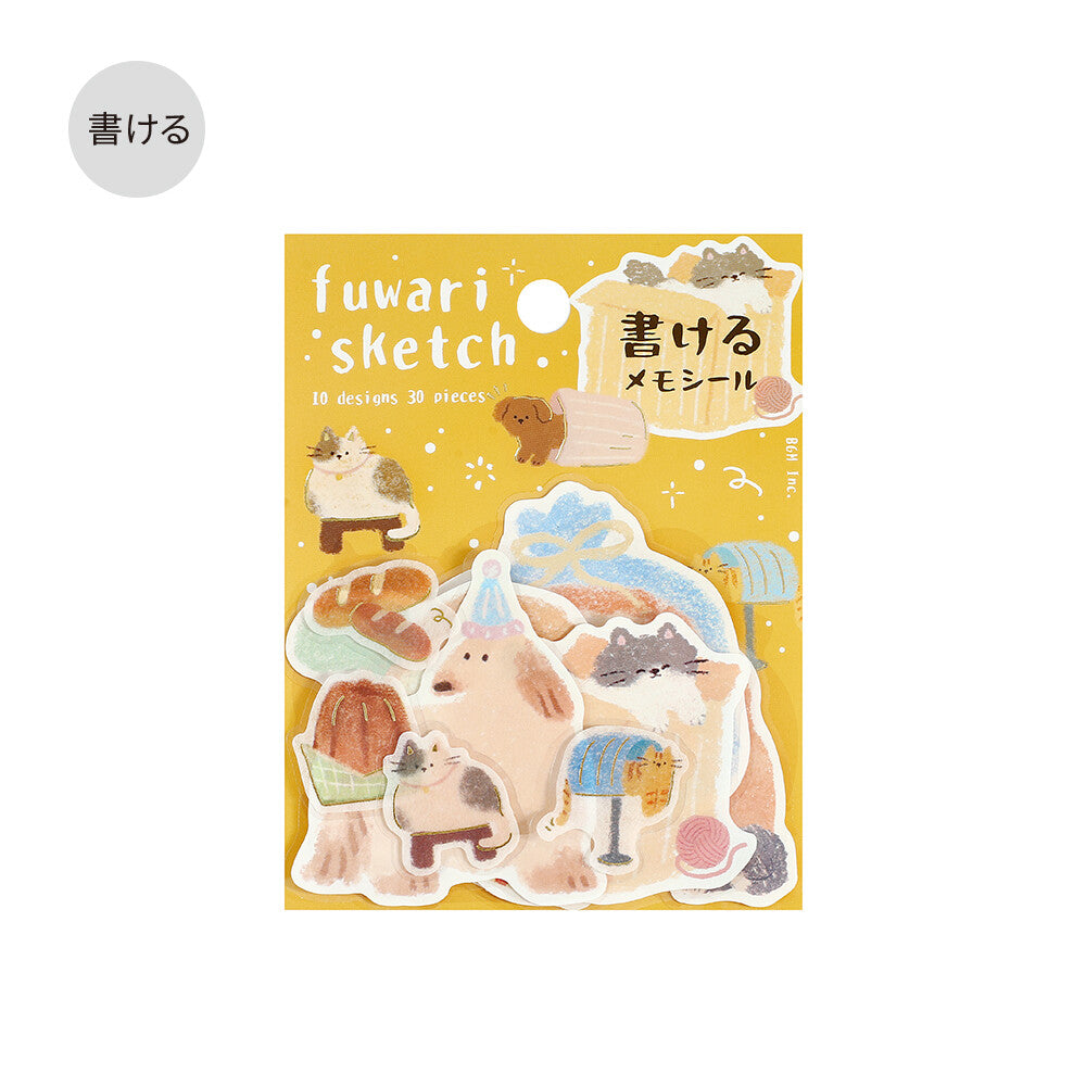 Fuwari Sketch Write-On Memo Stickers - Yellow