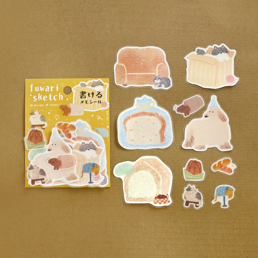 Fuwari Sketch Write-On Memo Stickers - Yellow