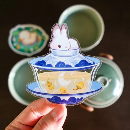 Gaiwan - Bunny Chamomile Tea Vinyl Sticker (Transparent)