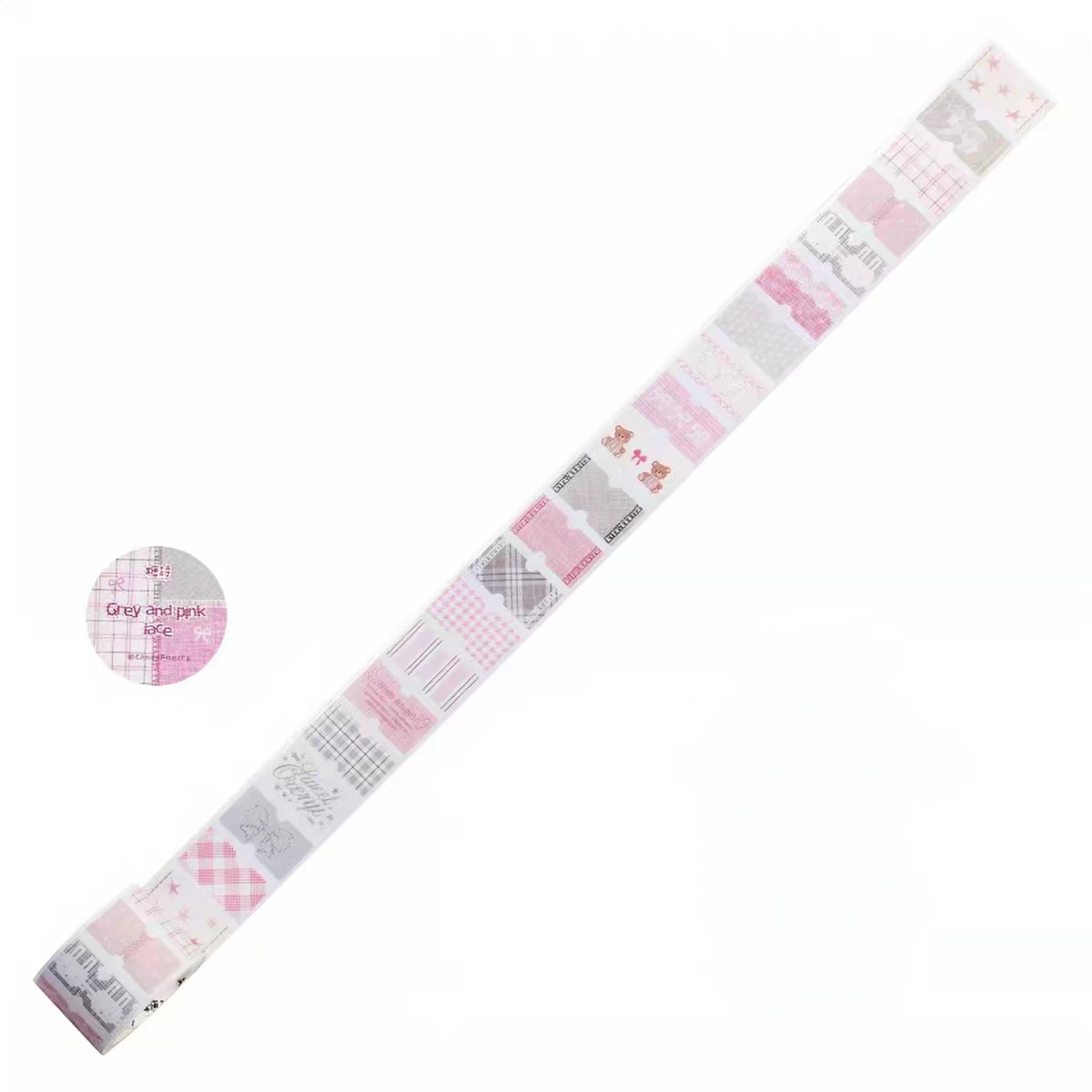 Candy Poetry - Grey & Pink Lace Sticker Roll