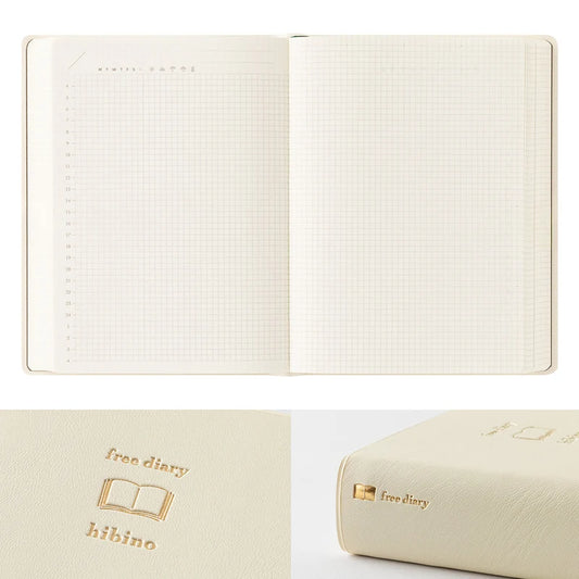Hibino Date Free Diary - 2 Pages Per Day - Ivory
