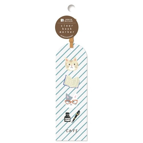 Honto Watashi Clear Book Marker - Book and Cat