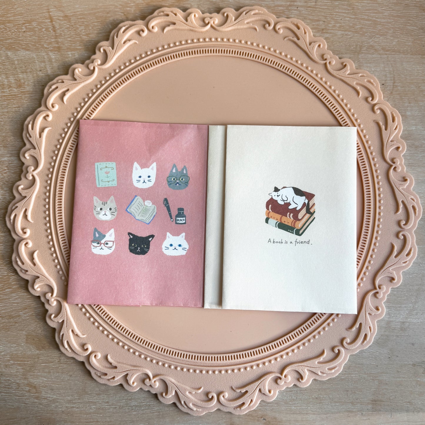 Two cat themed Washi paper book covers 