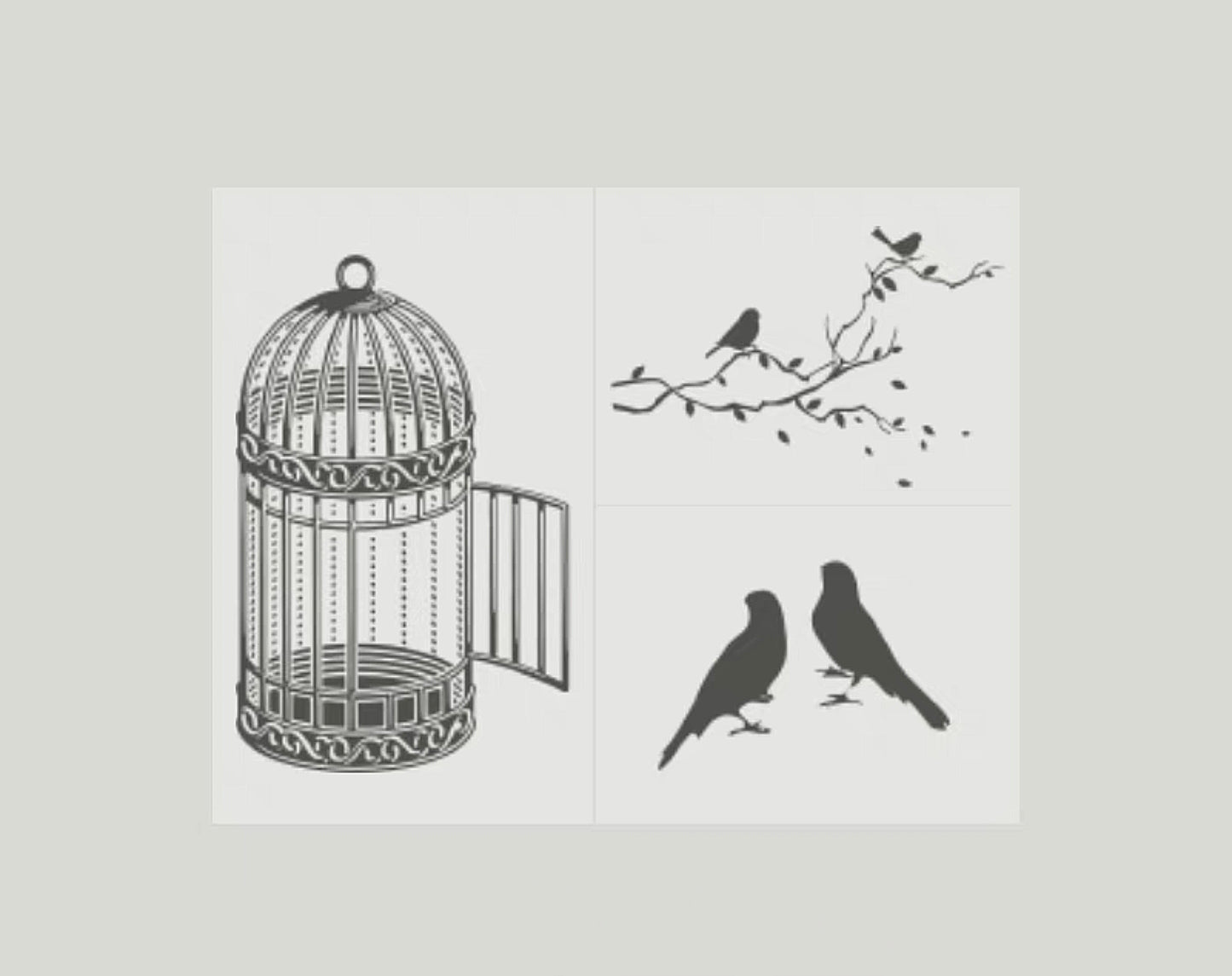 Lovebirds Secret Garden Wooden Stamp