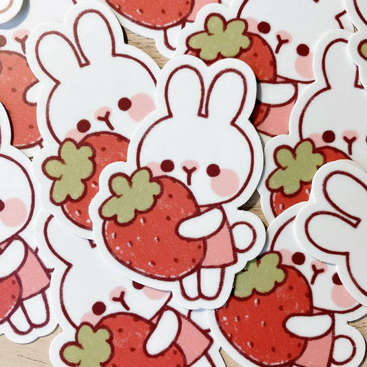 Strawberry Rabbit Vinyl Sticker