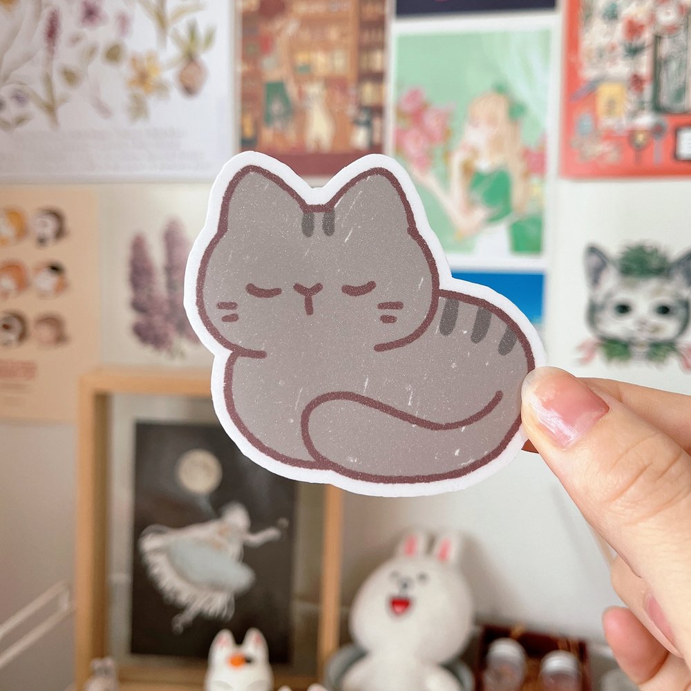 Grey Cat Loaf Vinyl Sticker