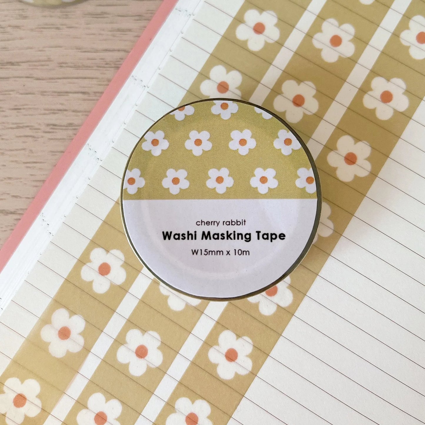 Pastel Daisy Washi Tape - Green