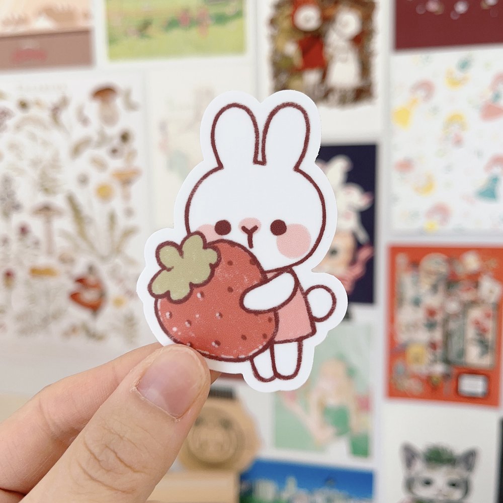 Strawberry Rabbit Vinyl Sticker