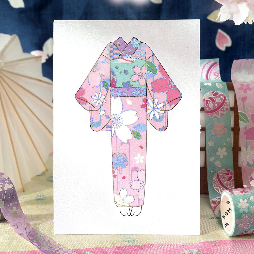 Japanese Kimono Washi Tape Set - Cherry Blossoms
