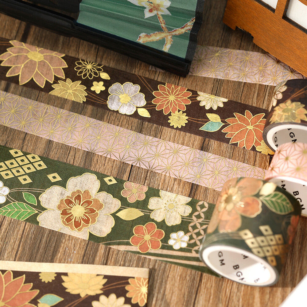 Japanese Kimono Washi Tape Set - Dark Green