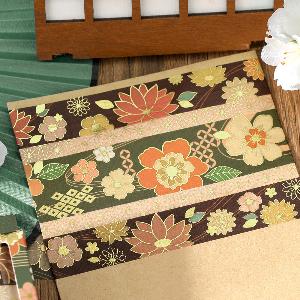 Japanese Kimono Washi Tape Set - Dark Green