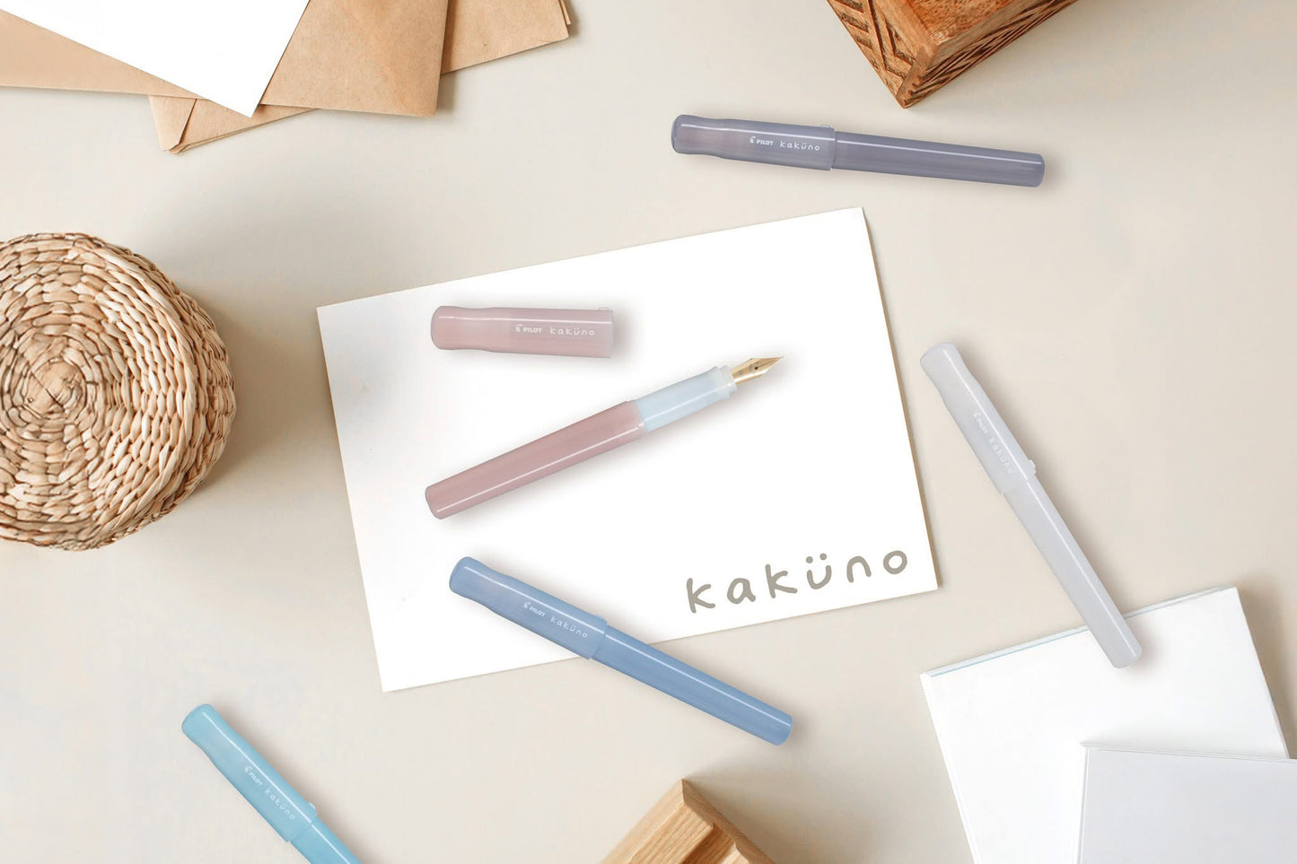 Pilot Kakuno Smiley Face Fountain Pen - Madoromi - Light Blue