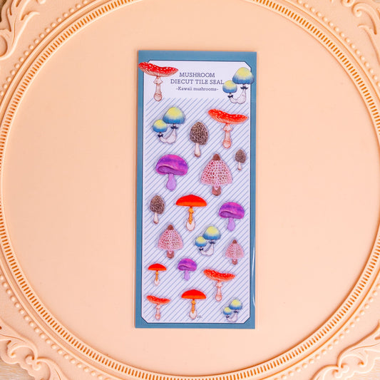 Kawaii Mushroom Die-Cut Tile Stickers