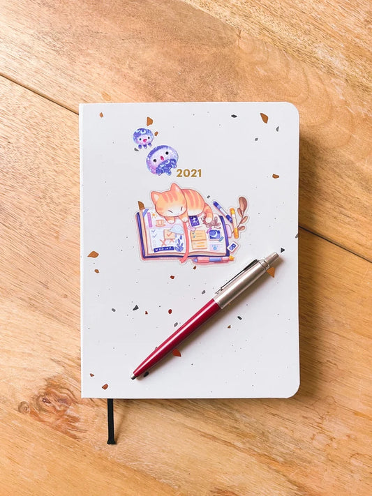 Kitten's Journal Vinyl Sticker (Transparent)