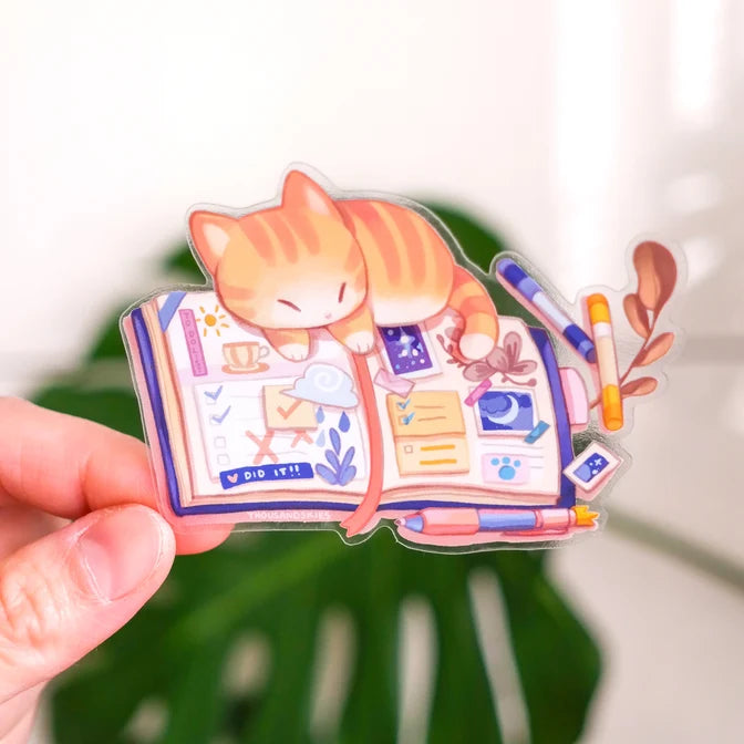 Kitten's Journal Vinyl Sticker (Transparent)