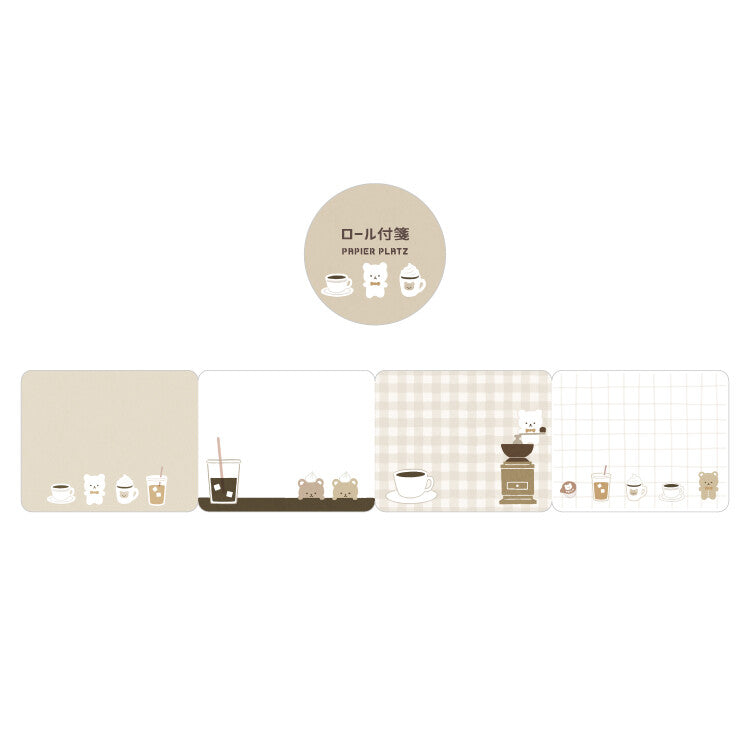 Kuma san and coffee Sticky notes roll designed by Papier Platz.