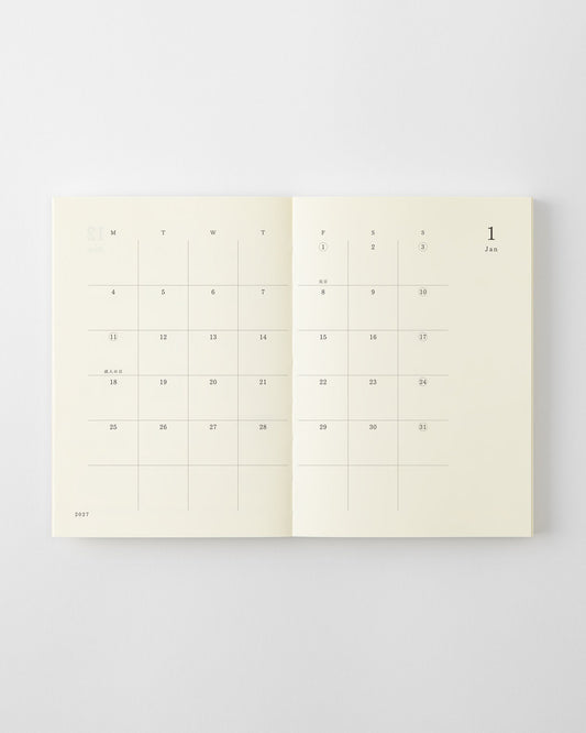 MD Notebook Diary A6 (2027) Monthly Block + Memo