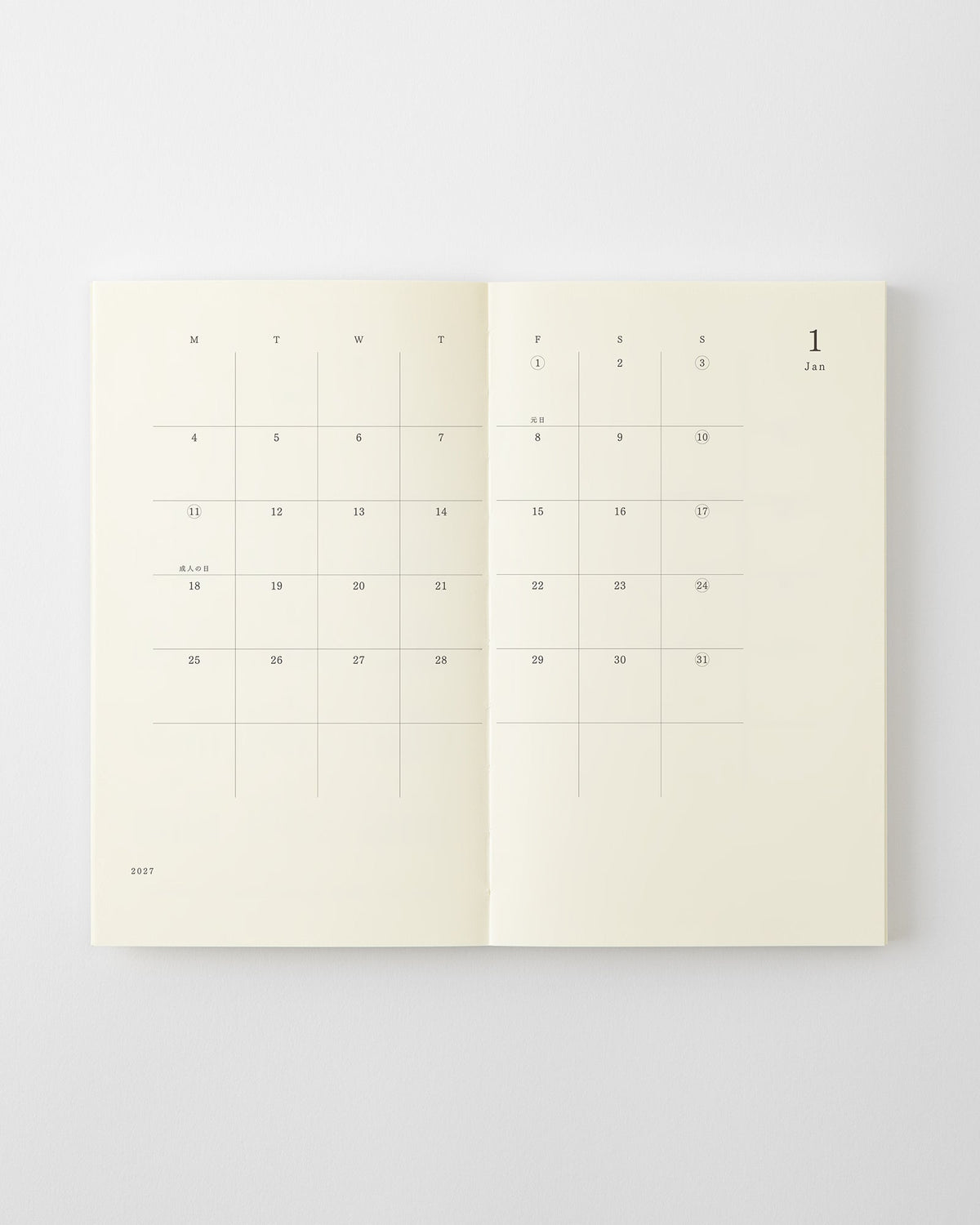 MD Notebook Diary B6 (2027) Monthly Block + Memo