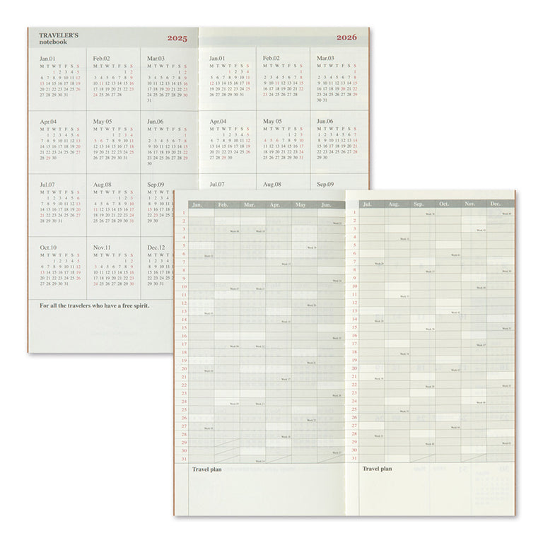 2025 Traveler's Notebook Diary Refill Monthly - Regular Size