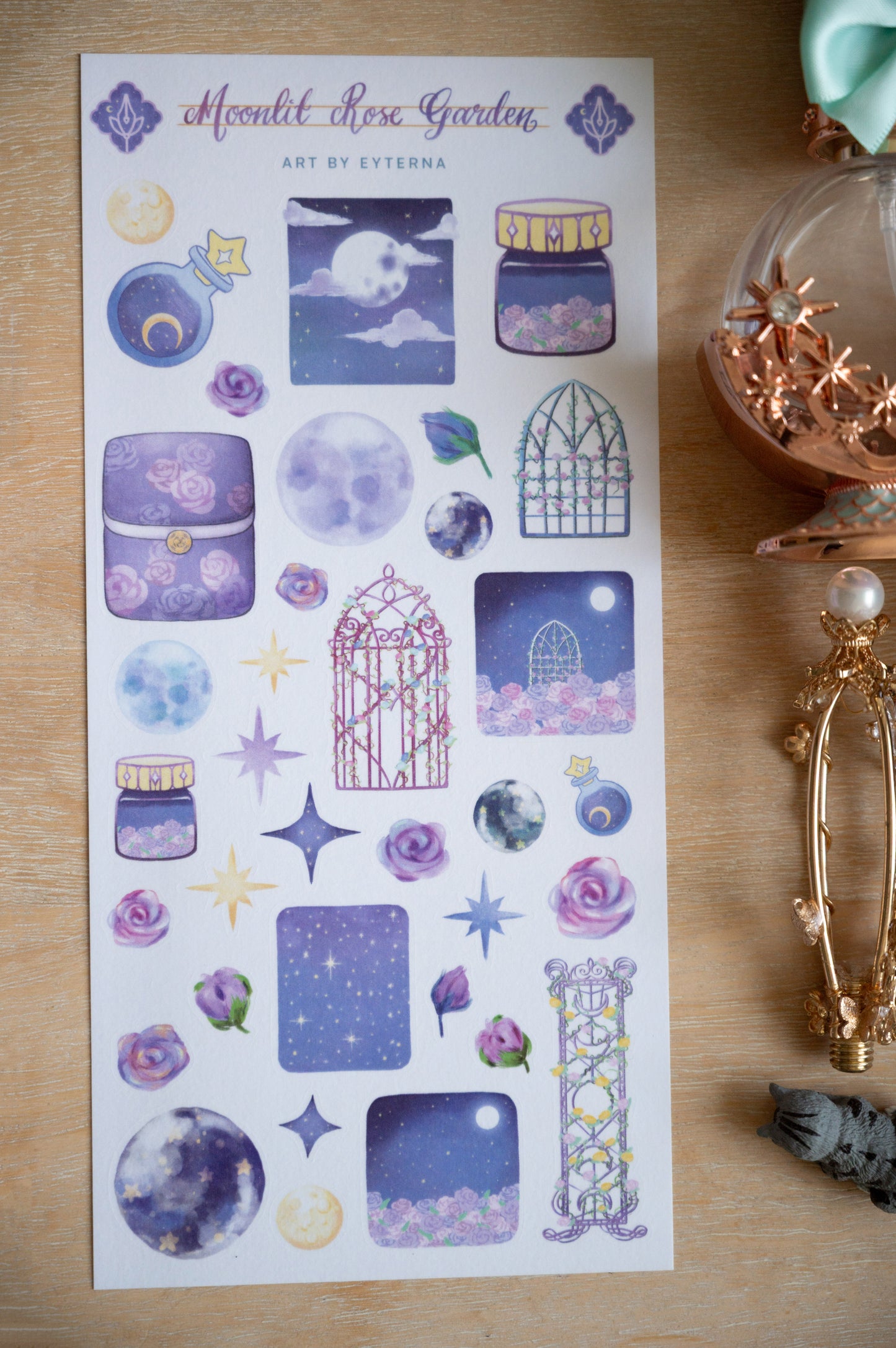 [Exclusive] Moonlit Rose Garden Sticker Sheet