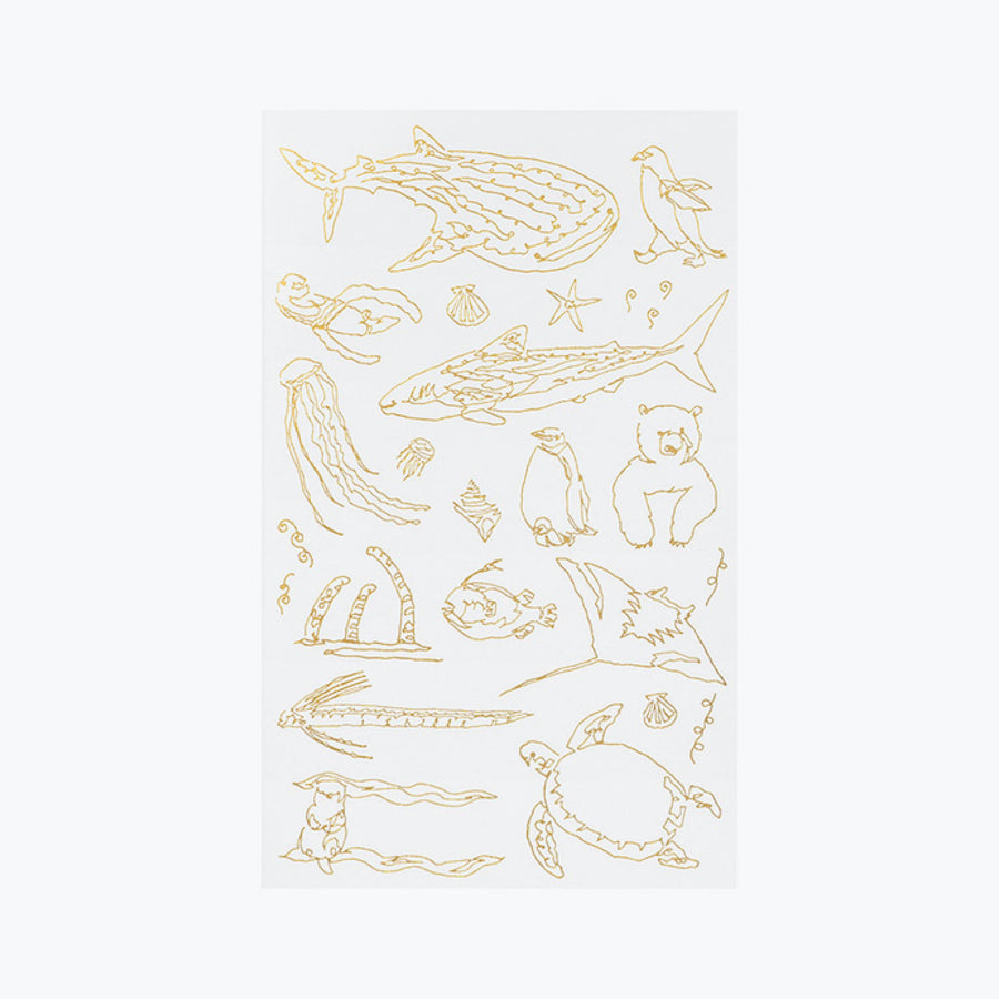 Gold Foil Journaling Transfer Sticker - Sea Creatures